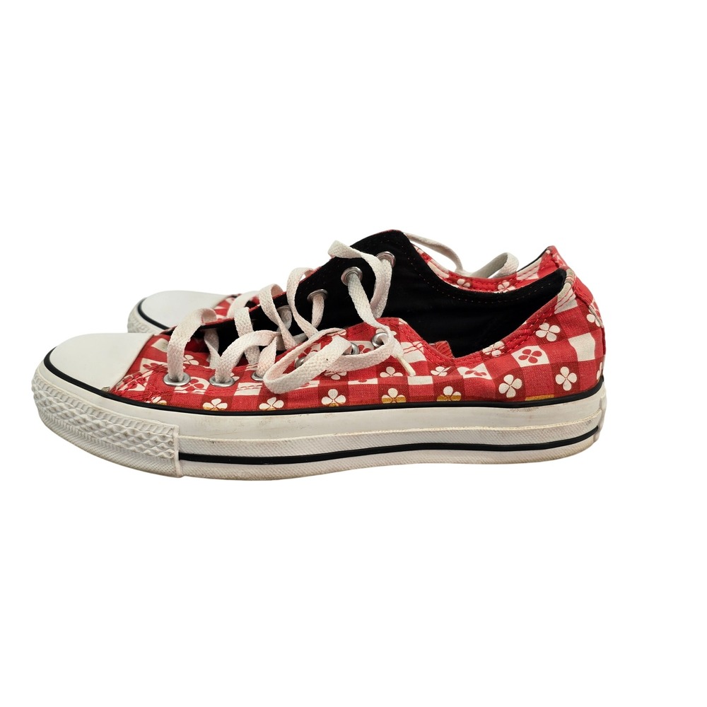 Converse Chuck Taylor All Star Red Gingham Floral Low Top Sneakers Men 6 Women 8